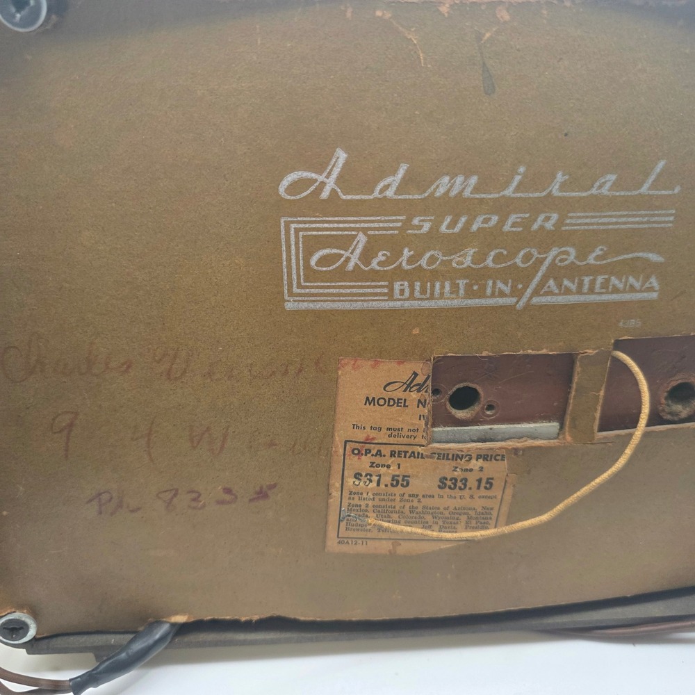 1946 Admiral 6T01-6A1-IV Super Aer-O-Scope Tube Radio Works AM Tabletop - Picture 6 of 8